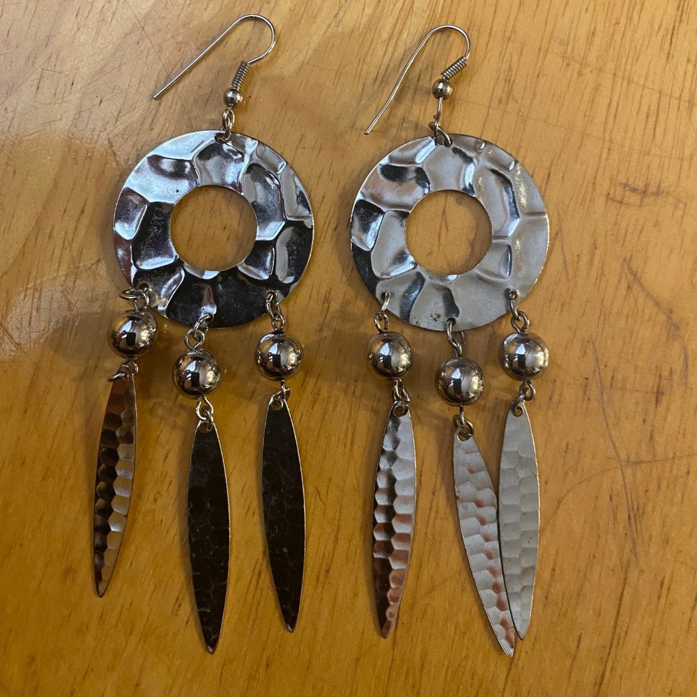 Vintage Silvertone Dangly Earrings - Pierced 5/$25